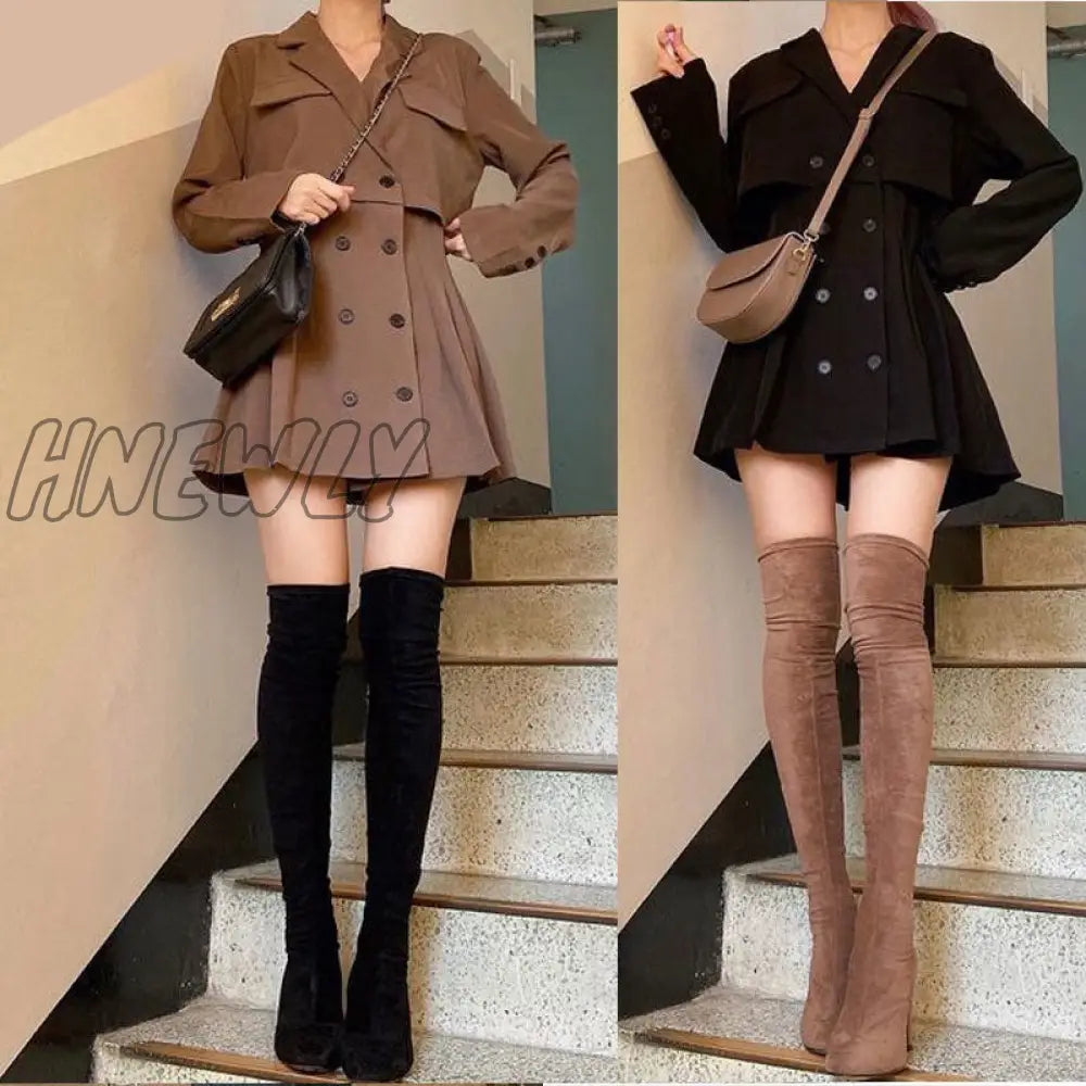 Hnewly Hot New Design Korean Style High Street Womens Fashion Cute Elegant Office Lady Double