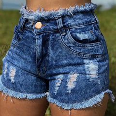 Hnewly Hot Sale Women’s Summer Denim Shorts Fashion Tassel Jeans Sexy Skinny High Waist Plus Size