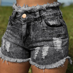 Hnewly Hot Sale Women’s Summer Denim Shorts Fashion Tassel Jeans Sexy Skinny High Waist Plus Size
