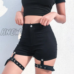 Hnewly Hot Shorts Sexy Short Jeans Women Casual Denim Booty Shorts Hollow Out Bandage Punk High