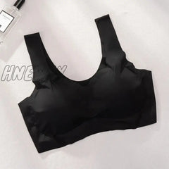 Hnewly Ice Silk Bra Seamless Vest Bras Women Push Up Underwear Sleep Top Padded Shock-Proof Thin