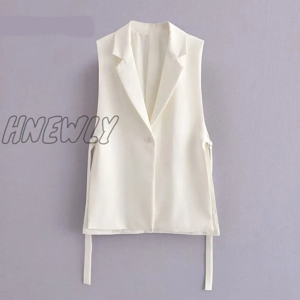 Hnewly Jacket Women Blazer Gilet Sleeveless Vest Fashion Casual Streetwear Za Woman Waistcoat Tops