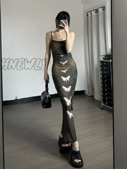 Hnewly Japanese Gauze Elegant Butterfly Print Dresses Sexy Split Y2K Aesthetic Sweet Women’s