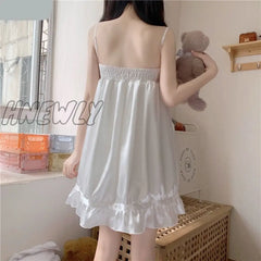Hnewly Japanese Lolita Princess Style Sleepwear Women Sweet Lace Sling Sleepshirts Kawaii Girls