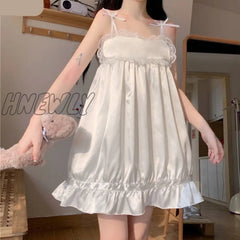 Hnewly Japanese Lolita Princess Style Sleepwear Women Sweet Lace Sling Sleepshirts Kawaii Girls