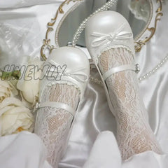Japanese Style Cosplay Lolita Sweet Girls Shoes Kawaii Lolita Princess Victoria Bow Round Head Ruffled Pu Low Heeled Shoes