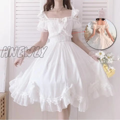 Hnewly Japanese Victorian Vintage Lolita Dress Women Cute Bow Sexy Backless Evening Party Dresses