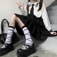 Hnewly Kawaii Black Ruffle Layer Lolita Dress Women Autumn Japanese Soft Girl Sleeveless Strap Cute