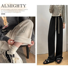 Hnewly Keep Warm Thickened Corduroy Trousers Wide Leg Sweatpants Winter Straight Pants Solid Plush