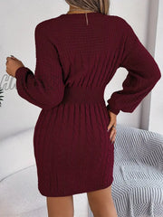 Hnewly Keyhole Cable Knit Sweater Dress Casual Long Sleeve Bodycon Women’s Clothing