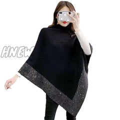 Hnewly Knitted Capes & Ponchos Women Bat Sleeve Cape Shawl Mujer Loose Shirt Oversized Coat Spring