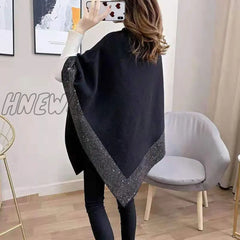 Hnewly Knitted Capes & Ponchos Women Bat Sleeve Cape Shawl Mujer Loose Shirt Oversized Coat Spring