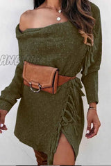 Hnewly - Knitted Tassel Coat (2 Colors) S / Green Tops