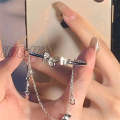 Hnewly Korean Exquisite Butterfly Chain Bracelet Shiny Zirconia Flower Star Moon Pendant Adjustable