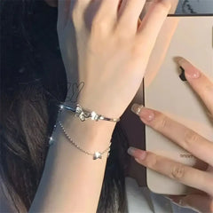 Hnewly Korean Exquisite Butterfly Chain Bracelet Shiny Zirconia Flower Star Moon Pendant Adjustable