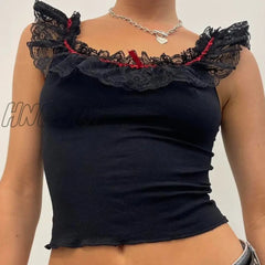 Hnewly Lace Top For Women 2000S Aesthetic Patchwork Sleeveless T Shirt Y2K Fairy Grunge Clothes