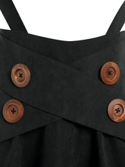 Hnewly Lace Up Layered High Low Suspender Skirt Casual Streetwear Women Mid-Calf Skirts Mock Button