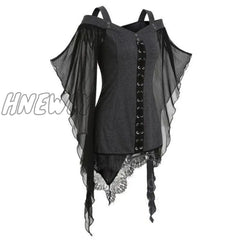 Hnewly Ladies Medieval Halloween Costumes Middle Age Renaissance Vintage Irregular Lace Chiffon