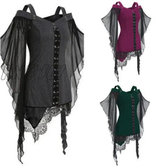 Hnewly Ladies Medieval Halloween Costumes Middle Age Renaissance Vintage Irregular Lace Chiffon