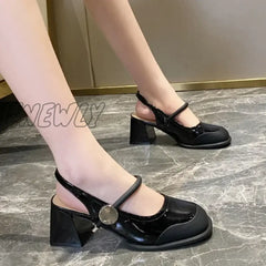 Hnewly Ladies Shoes On Sale 2024 Fashion Elastic Band Women’s Pumps Autumn Round Toe Solid Mary
