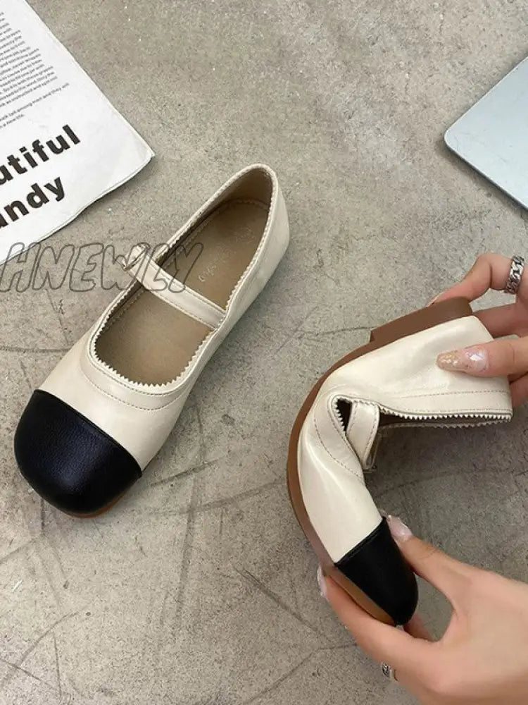 Hnewly - Leisure Fashion Contrast Color Split-Joint Flat Heel Loafer Shoes