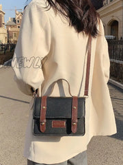 Hnewly - Letter Patch Flap Satchel Bag Women Satchels Women-Satchels