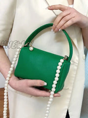 Hnewly - Litchi Embossed Faux Pearl Decor Bucket Bag Women Satchels Women-Satchels