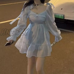 Hnewly Lolita Dress Women Casual Long Sleeve Kawaii Clothing Vintage Y2K Mini Party Winter One