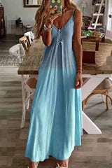 Hnewly - Loose Print Maxi Dress (2 Color) S / Blue Dresses