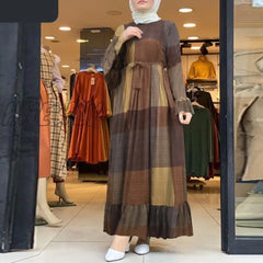 Hnewly Loose Robe Casual Sleeve Long Sundress Women Print Maxi Dresses Spring Ladies Vestidos