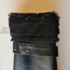 Hnewly Loose Zipper Long Winter Women’s Pu Jacket Western Fashion Punk Plain Coat Casual Feminine