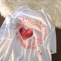 Hnewly Love Short - Sleeved T - Shirt Women Summer New Loose Tide Brand Couple Top Valentines Day