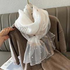 Hnewly Luxury Brand Women Scarf Thin Summer Lady Beach Shawl Scarves With Pearl Muslim Fashion