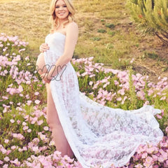 Hnewly Maternity Dress For Photoshoot Couples Maternity Photography Lace Dress Props Maxi Gown