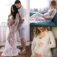 Hnewly Maternity Dress For Photoshoot Summer Women Front Split Long Maxi Maternity Black & White