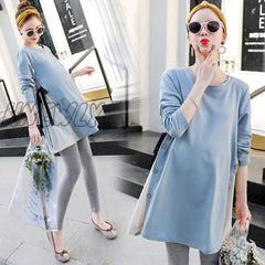 Hnewly Maternity Dress For Pregnant Women Clothes Casual Patchwork Long - Sleeved Loose T - Shirt