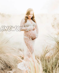 Hnewly Maternity Dresses For Photo Shoot Women Pregnancy Lace Dress Photography Props Sexy Long