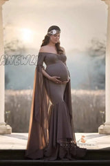 Hnewly Maternity Photo Shoot Long Dresses Baby Shower Stretchy Pregnant Woman Photography Props