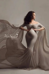 Hnewly Maternity Photo Shoot Long Dresses Baby Shower Stretchy Pregnant Woman Photography Props