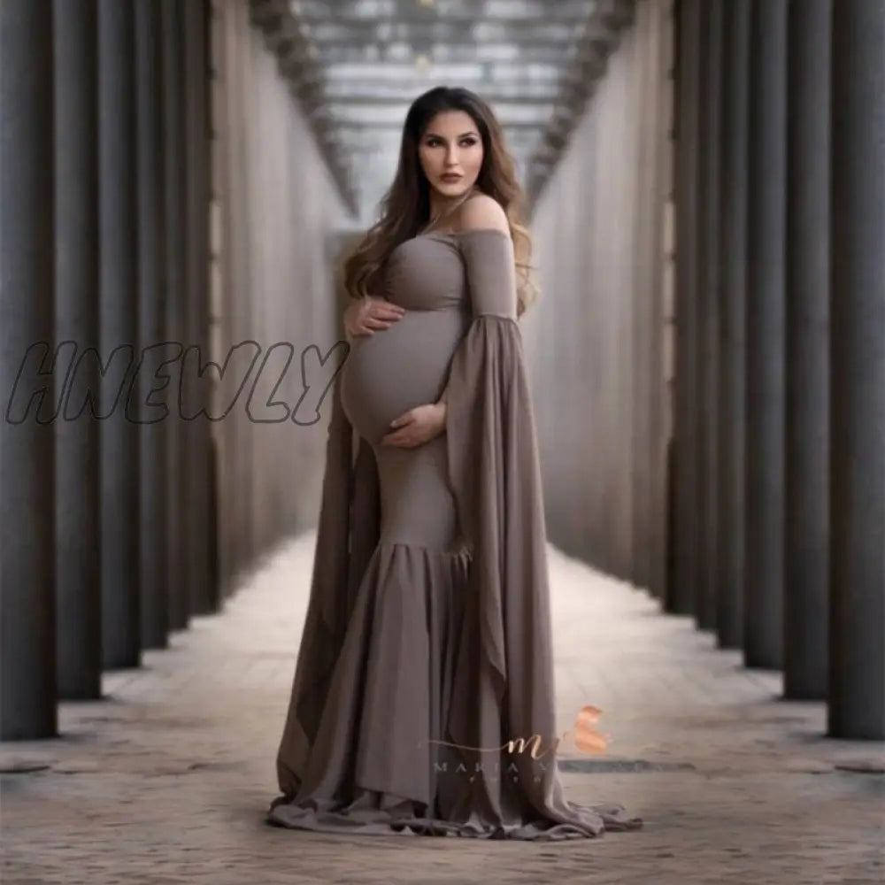 Hnewly Maternity Photo Shoot Long Dresses Baby Shower Stretchy Pregnant Woman Photography Props