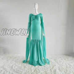 Hnewly Maternity Photo Shoot Long Dresses Baby Shower Stretchy Pregnant Woman Photography Props