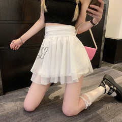 Hnewly Mesh Skirts Women Mini Elegant Sweet Girls Cute High Waist Summer Fashion Korean Design Y2K