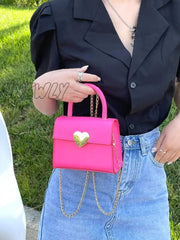 Hnewly - Metal Decor Chain Satchel Bag Women Satchels Women-Satchels