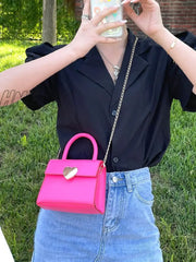 Hnewly - Metal Decor Chain Satchel Bag Women Satchels Women-Satchels