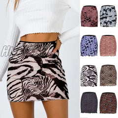Hnewly Mini Skirt Women Summer 90S Vintage Tie Dye Graphic Print Pencil Harajuku Gothic Bodycon