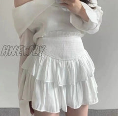 Hnewly Mini Skirts Women White High Waist Simple Summer Korean Style Temper Casual Fashion Ins