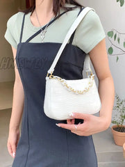 Hnewly - Minimalist Croc Embossed Chain Satchel Bag Women Satchels Women-Satchels
