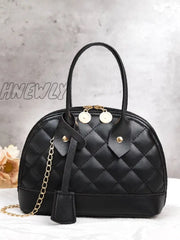 Hnewly - Minimalist Quilted Chain Satchel Bag Women Satchels Black Women-Satchels