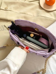 Hnewly - Minimalist Ruched Chain Satchel Bag Women Satchels Women-Satchels