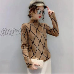 Hnewly New Autumn Winter T-Shirt Add Velvet Padded Warm Semi-High Collar Bottoming Shirt Fashion